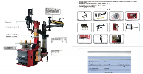 8-10 Bar schwerer Autofahrzeugreifenwechselmaschine und Radbalancer mit Schwingarm