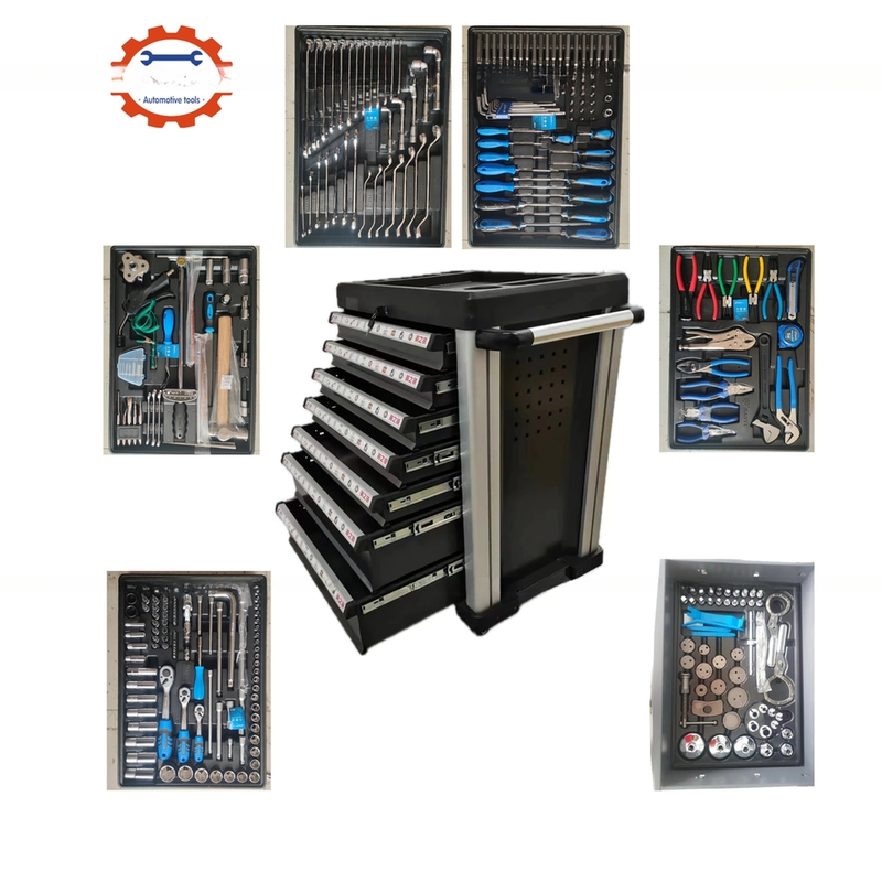 Werkzeugschrank mit 7 Schubladen und Rollbox aus Edelstahl